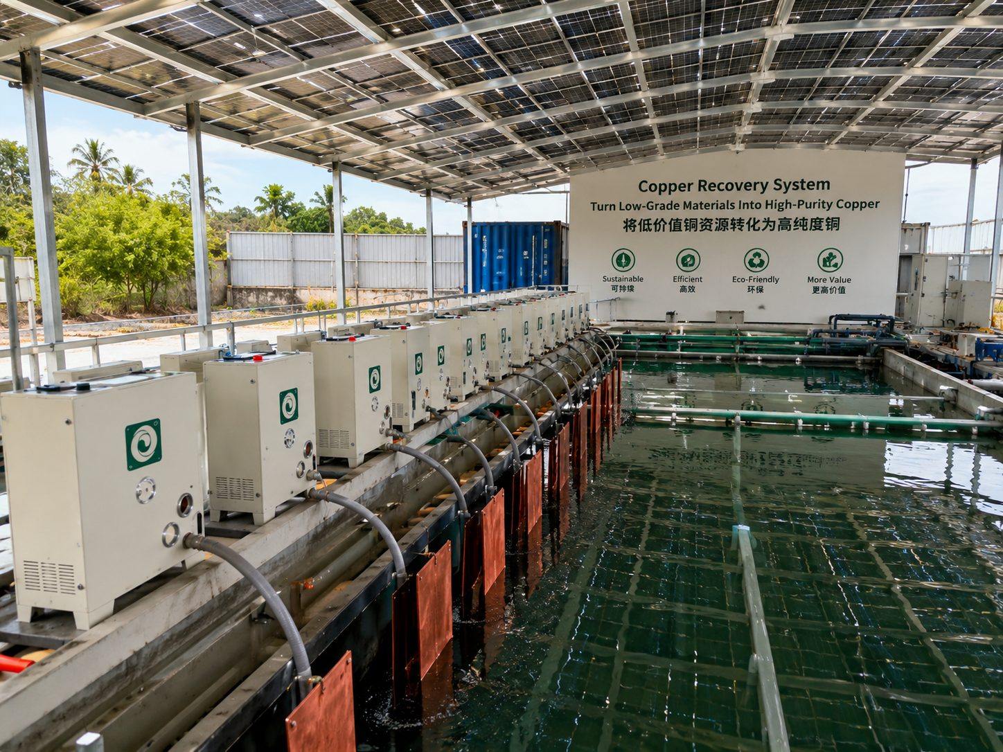 Industrial Application Site 工业应用现场 — multiple copper recovery units in continuous operation