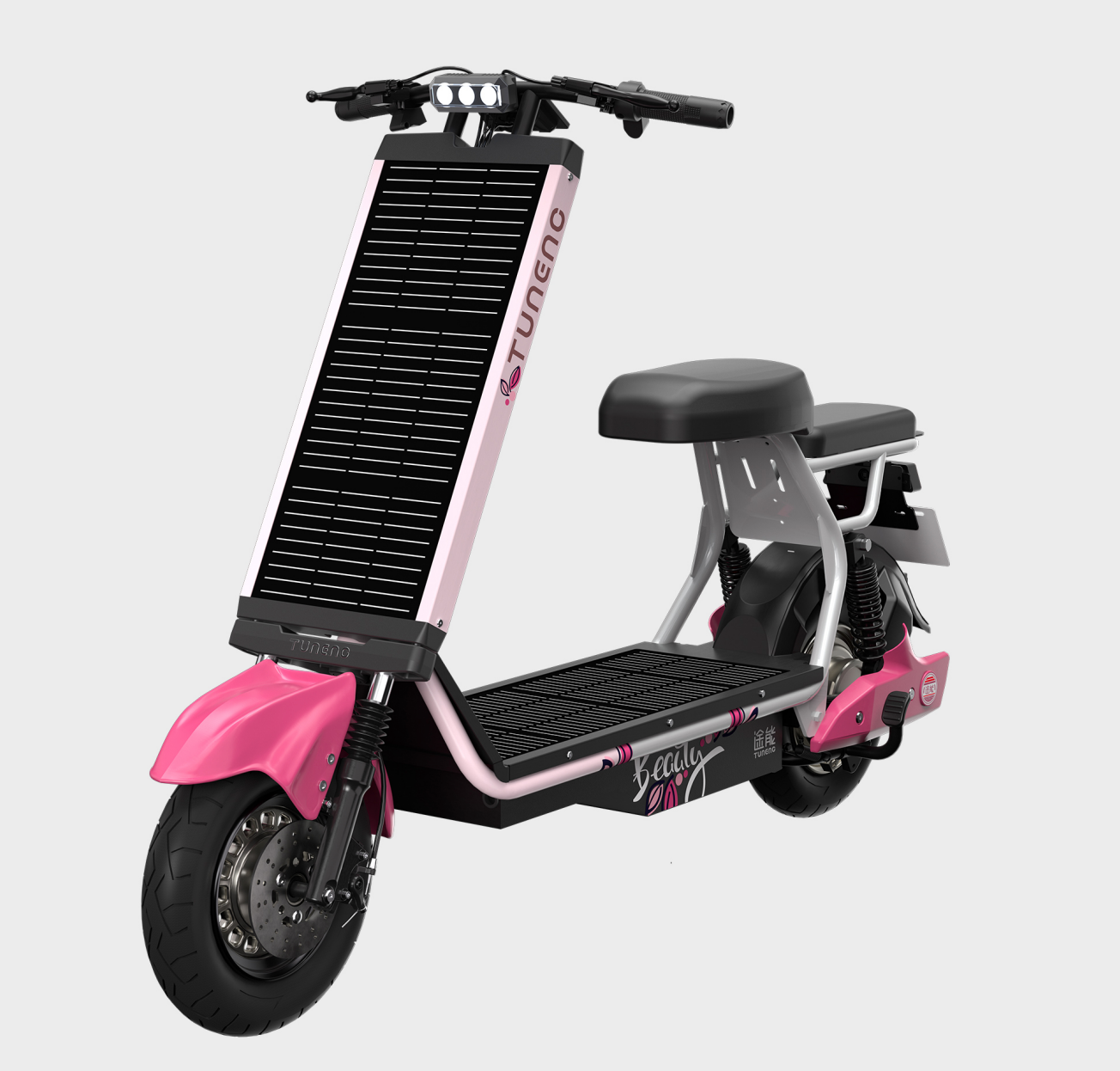 Solar Electric Scooter AD101-10 in pink — 400W solar-powered scooter from HUIHE